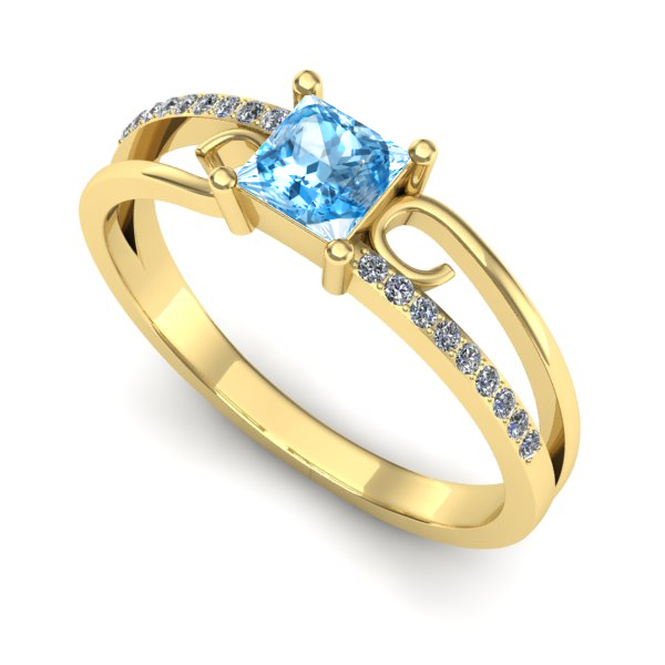Inel din aur galben cu topaz blue