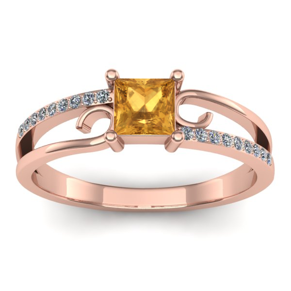 Inel cu citrin patrat