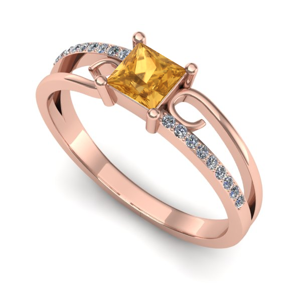 Inel din aur roz cu citrin
