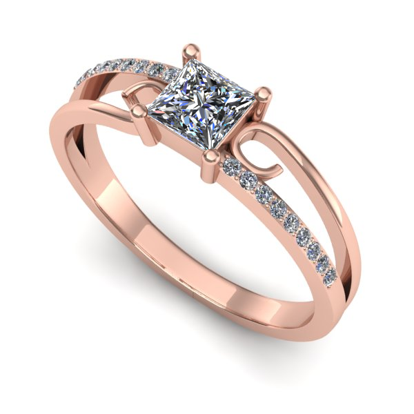 Inel de logodna din aur roz cu diamant