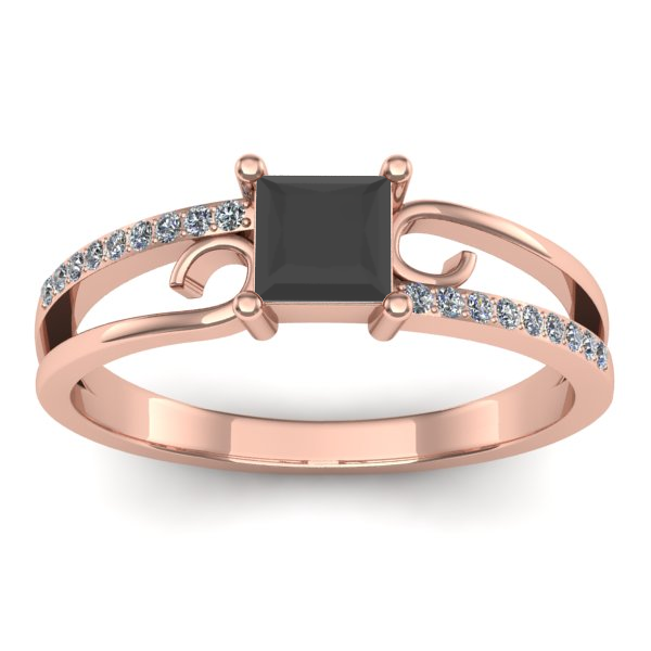 Inel cu diamant negru patrat