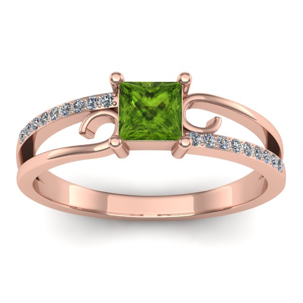 Inel de logodna cu peridot patrat