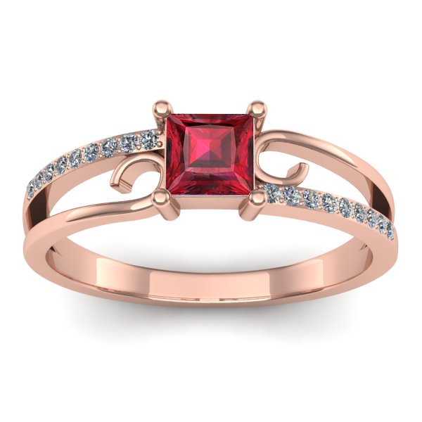Inel logodna cu rubin patrat