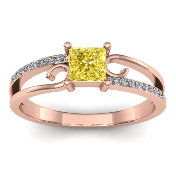 Inel cu safir galben patrat