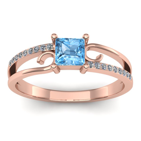 Inel logodna cu topaz blue patrat