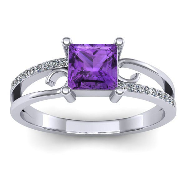 Inel de logodna cu ametist patrat
