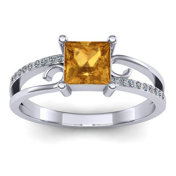 Inel logodna cu citrin patrat