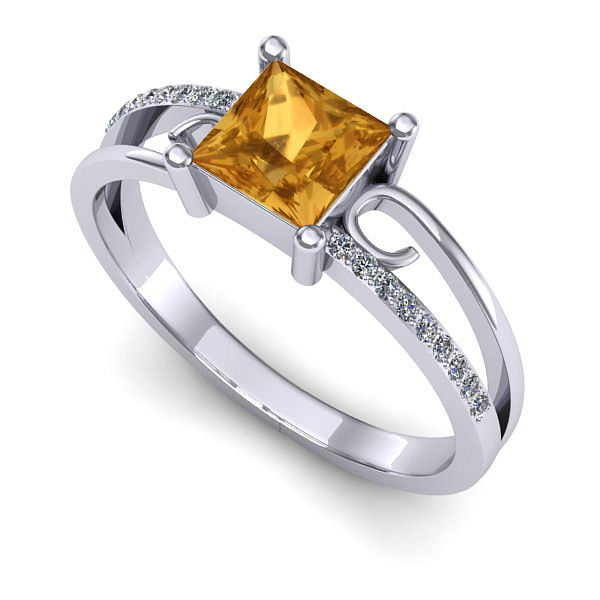 Inel din aur alb cu citrin