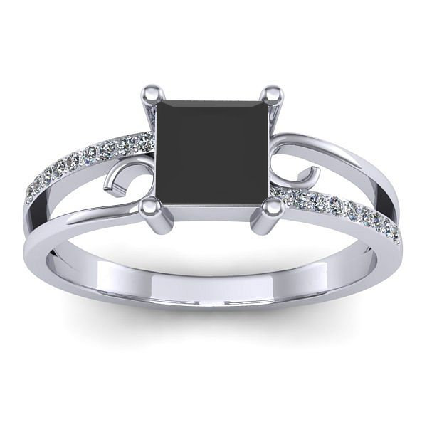 Inel cu diamant negru patrat