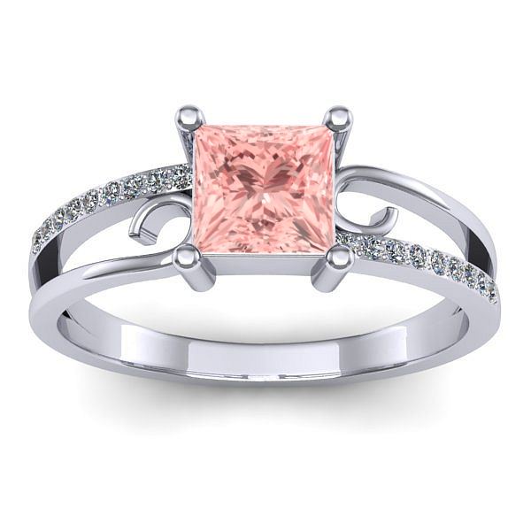 Inel cu diamant de laborator roz patrat