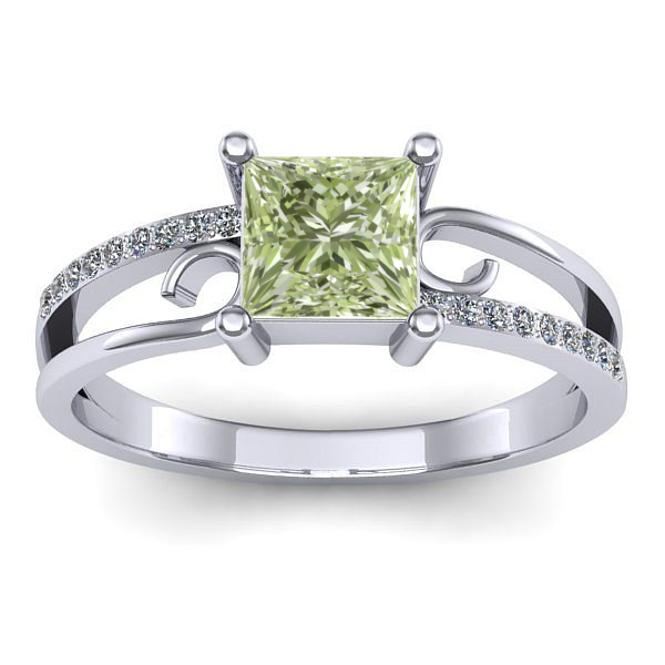 Inel de logodna cu diamant de laborator verde patrat