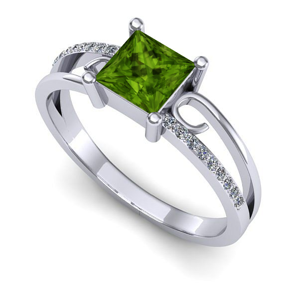 Inel din aur alb cu peridot