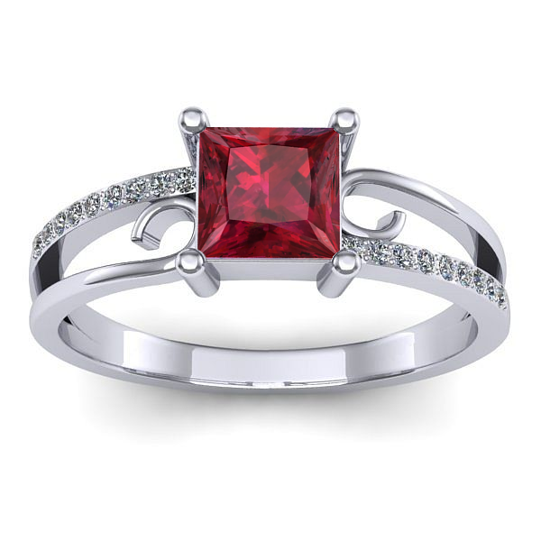 Inel logodna cu rubin patrat
