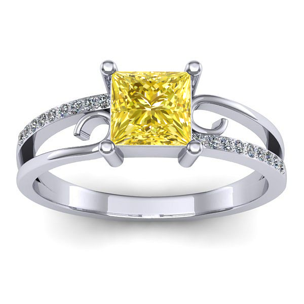 Inel logodna cu safir galben patrat