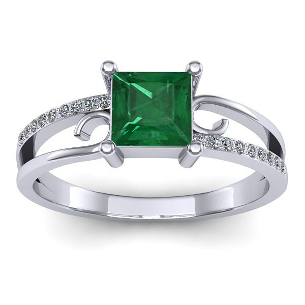 Inel cu smarald patrat