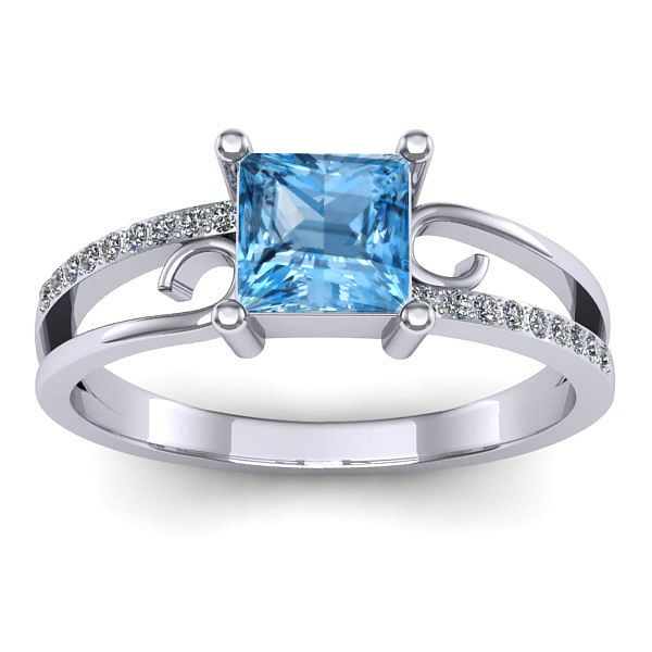 Inel cu topaz blue patrat