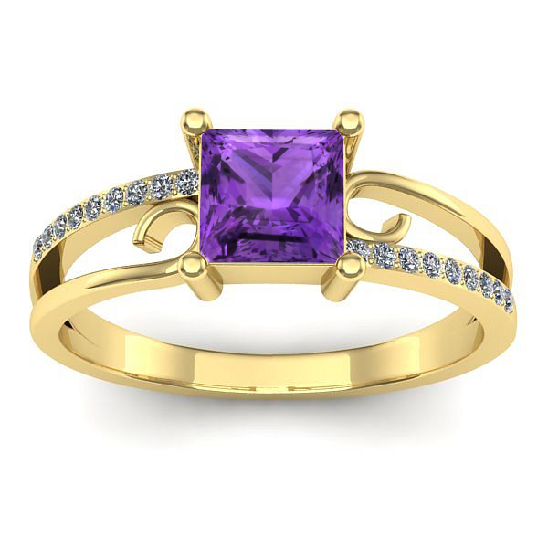 Inel logodna cu ametist patrat