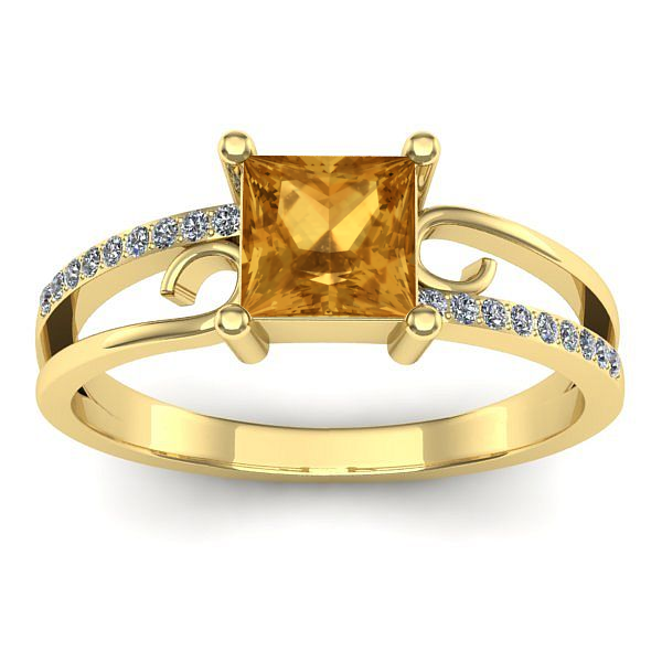 Inel de logodna cu citrin patrat