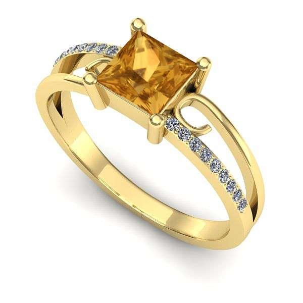 Inel de logodna din aur galben cu citrin