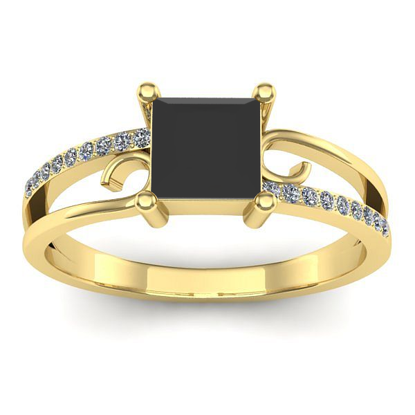 Inel de logodna cu diamant negru patrat