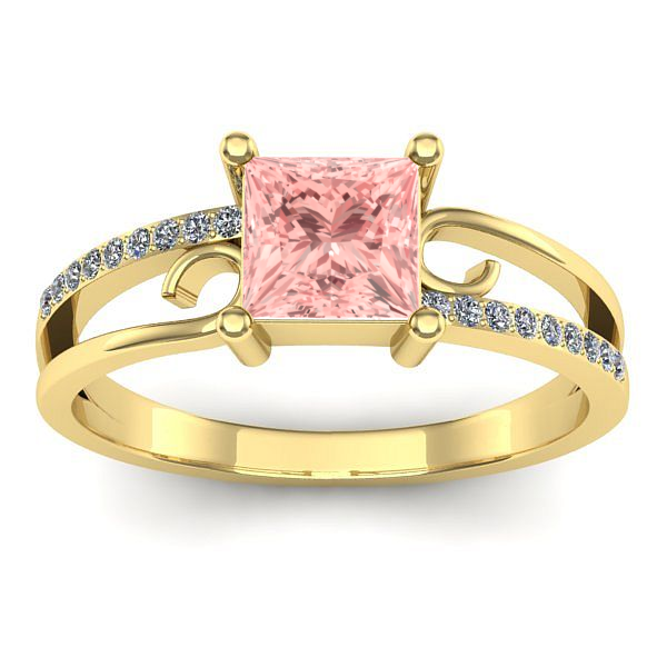 Inel logodna cu diamant de laborator roz patrat