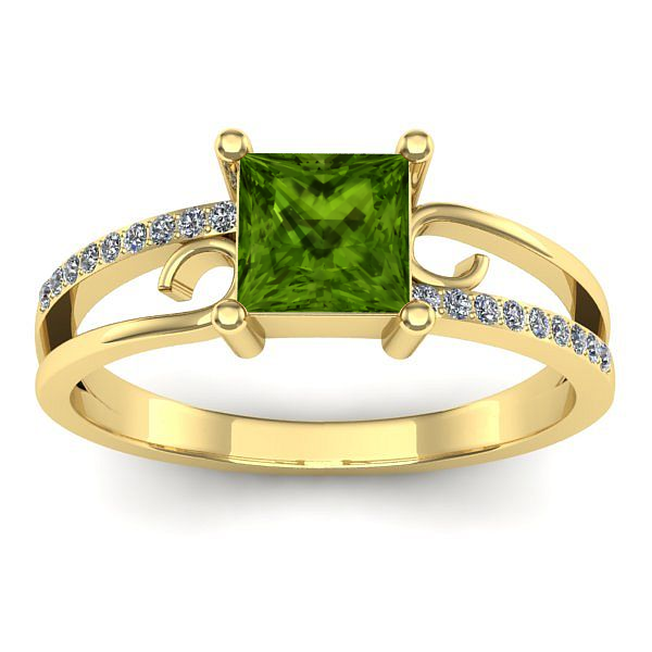 Inel cu peridot patrat
