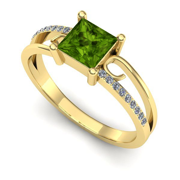 Inel logodna din aur galben cu peridot