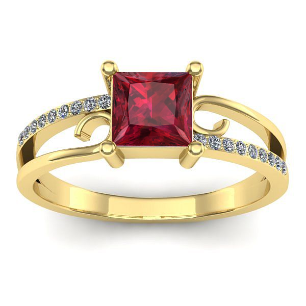 Inel logodna cu rubin patrat