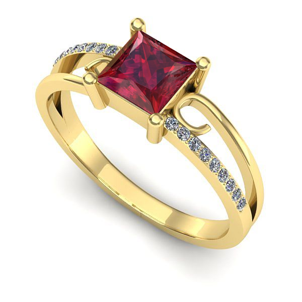 Inel de logodna din aur galben cu rubin