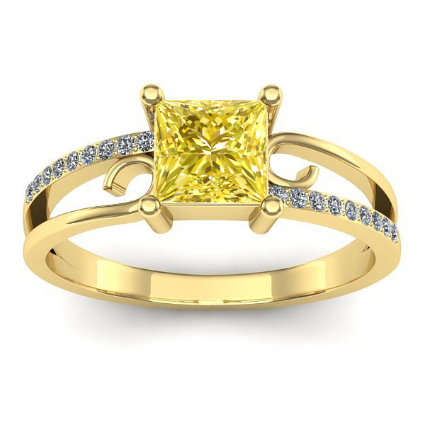 Inel de logodna cu safir galben patrat