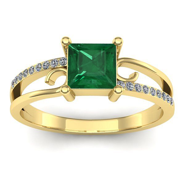 Inel cu smarald patrat