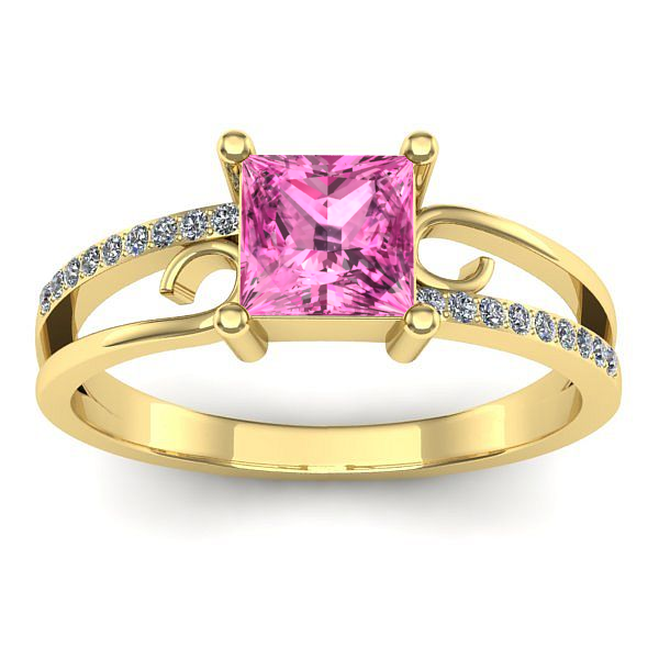 Inel de logodna cu safir roz patrat