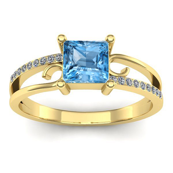 Inel cu topaz blue patrat