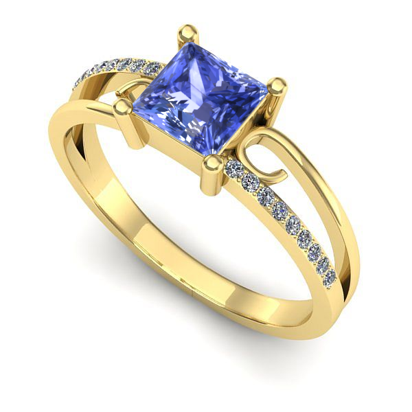 Inel de logodna din aur galben cu tanzanit