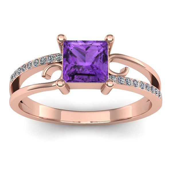 Inel de logodna cu ametist patrat