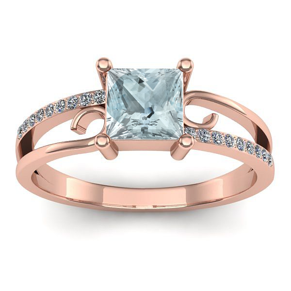 Inel cu aquamarin patrat