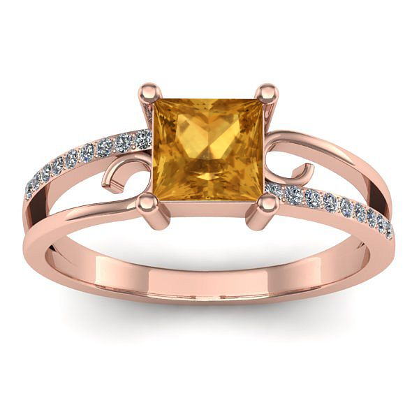 Inel de logodna cu citrin patrat