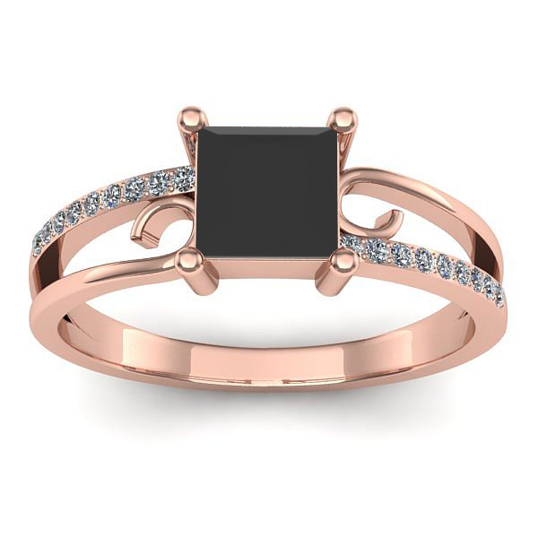 Inel cu diamant negru patrat