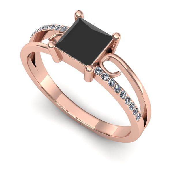 Inel logodna din aur roz cu diamant negru