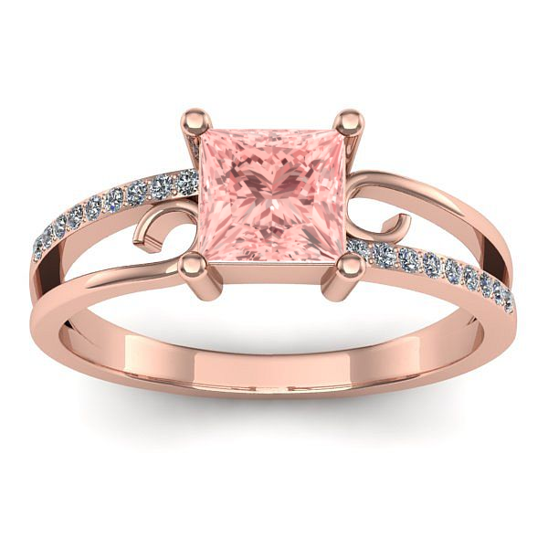 Inel de logodna cu diamant de laborator roz patrat