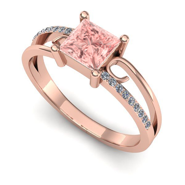 Inel logodna din aur roz cu diamant de laborator roz