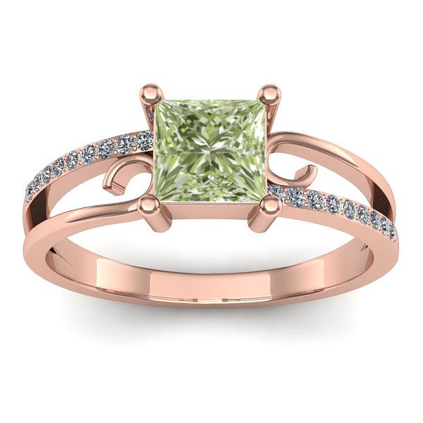 Inel de logodna cu diamant de laborator verde patrat