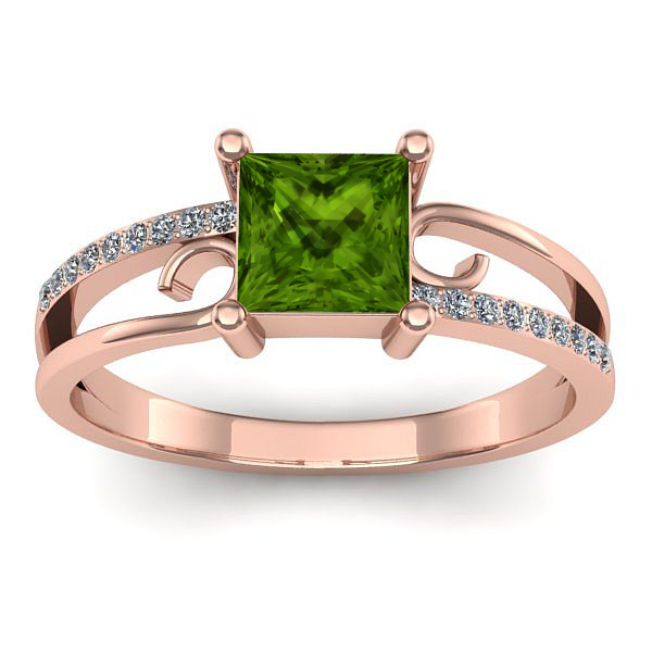 Inel cu peridot patrat