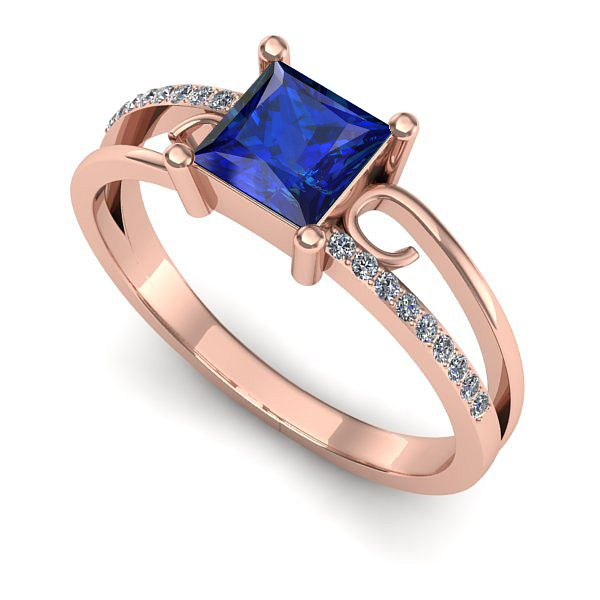 Inel din aur roz cu safir