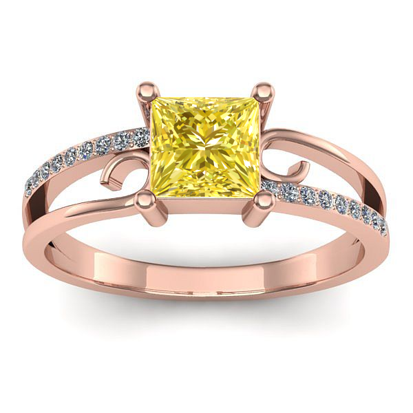 Inel cu safir galben patrat