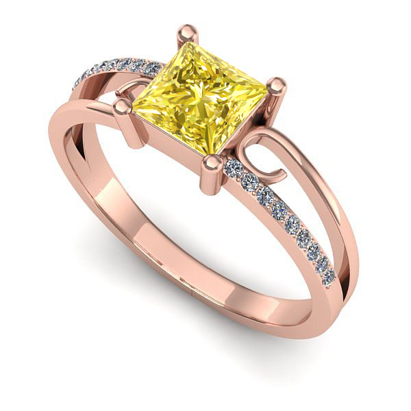 Inel din aur roz cu safir galben