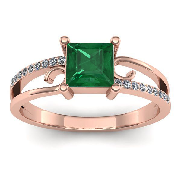 Inel cu smarald patrat