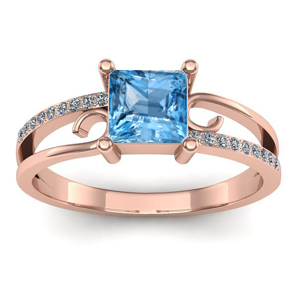 Inel de logodna cu topaz blue patrat