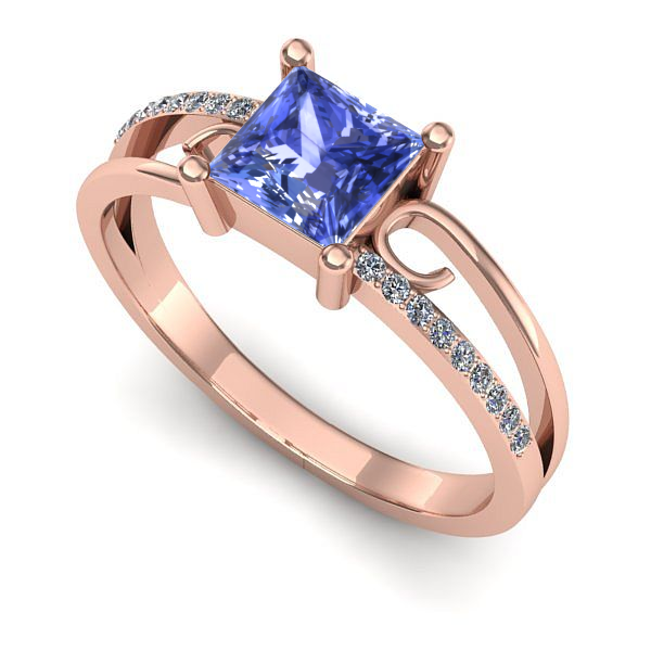 Inel logodna din aur roz cu tanzanit