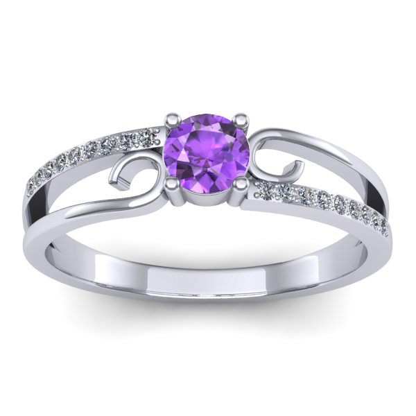 Inel logodna cu ametist rotund